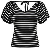 ONLY Kurzarmpullover "ONLLEELO STRIPE SS BACK V-NECK KNT NOOS"