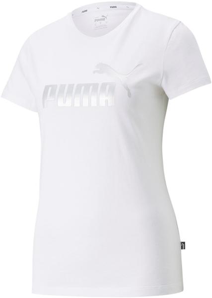 Puma ESS+ Metallic Logo Tee Women puma white-silver metallic