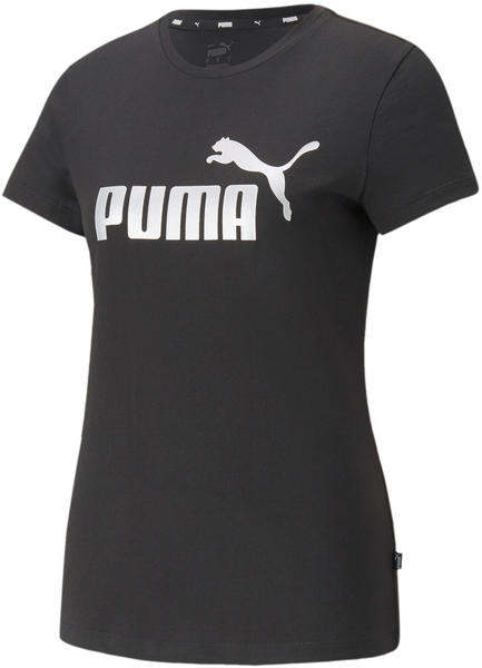 Puma ESS+ Metallic Logo Tee Women puma black-silver metallic