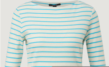 Comma Rippshirt aus Viskosemix (2132282.01G6) creme/türkis