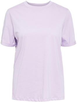 Pieces Ria Fold Up Solid Short Sleeve T-Shirt (17086970) weiß