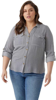 Vero Moda Curve Bumpy New Long Sleeve Shirt (10276694) snow white/stripes indiaInk