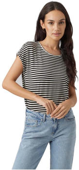 Vero Moda Ava Plain Stripe Short Sleeve T-Shirt (10284469) schwarz