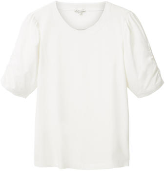 Tom Tailor Halbarm-Shirt mit Raffung (1037220-10315) whisper white