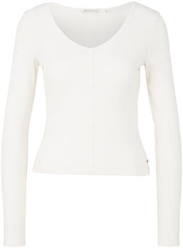 Tom Tailor Denim Langarmshirt mit Rippstruktur (1034834) gardenia white