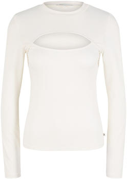 Tom Tailor Denim Langarmshirt mit Cut-Out (1035376) gardenia white