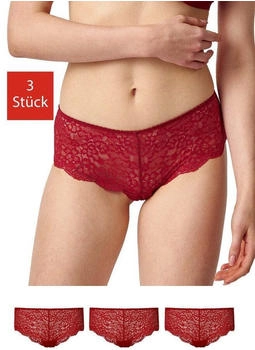 Snocks Hipster Panties Damen Unterhose 3-St Spitze dunkelrot