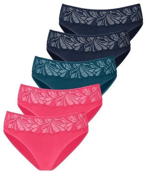 Vivance Dreams Bikinislip 5er-Pack elastische Baumwolle rosa navy petrol