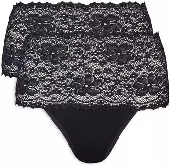 Nina von C Taillenslip 'Millefleurs' 2er Pack transparentem breitem Spitzenbund schwarz