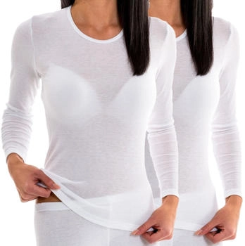 Hermko 17830 2er Pack Damen Langarmshirt Rundhals baumwolle modal