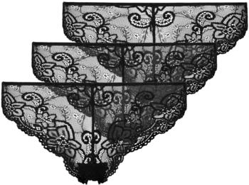Snocks Damen Brazilian Slips aus Spitze schwarz