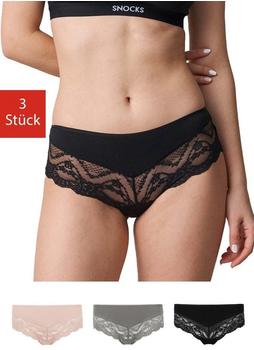 Snocks 3er-Pack Panties hellgrün schwarz orange