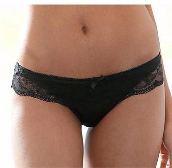 Lascana String breitem Bund aus blumiger Spitze schwarz