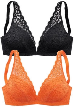 Petite Fleur Damen BH orange schwarz