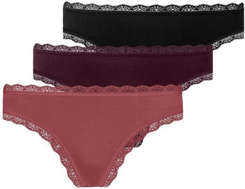 Snocks Damen Tangas Spitze 3er-Pack mehrfarbig