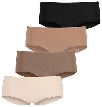 Lascana Hipster 4er-Pack elastische Baumwolle bunt champagner nougat beige schwarz