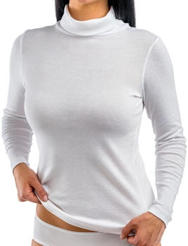 Hermko Langarmshirt Rollkragen weiß 17845