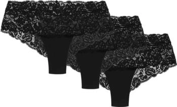 Wolbar Shorts 3Er Pack Spitze Pantys Slips Boxershorts Hipster WB413 schwarz