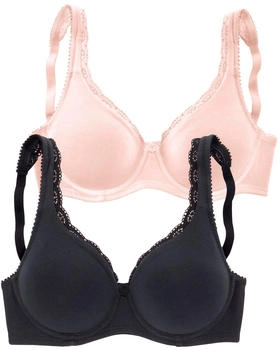 Petite Fleur Damen BH puder schwarz