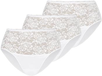 Teyli Damen Slip Taillenslip Baumwolle hohe Taille Spitze 3er Pack weiß