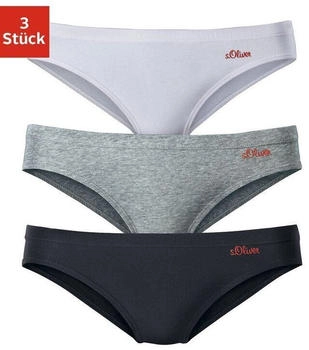 s.Oliver Bikinislip 3er-Pack weiß grau schwarz weiß