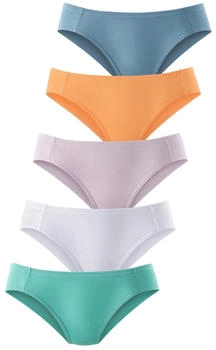 Petite Fleur Bikinislip 5er-Pack Pikee-Qualität mint weiß flieder apricot hellblau