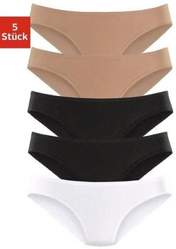 Petite Fleur Bikinislip 5er-Pack beige schwarz weiß elastische Baumwolle