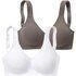 Petite Fleur Damen BH grau weiß