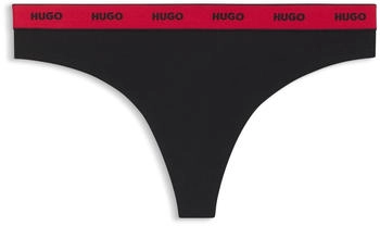 HUGO Dreier-Pack Tangas mit Logos am Bund - Style TRIPLET THONG STRIPE 50469681 Schwarz
