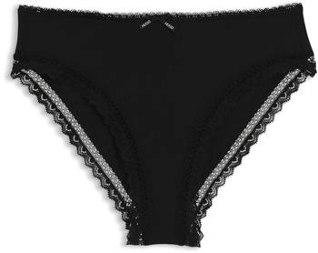 HUGO Slip aus elastischer Mikrofaser mit mittlerer Bundhöhe und Spitzenbesatz - Style BRIEF UNIQUE 50545733 Schwarz