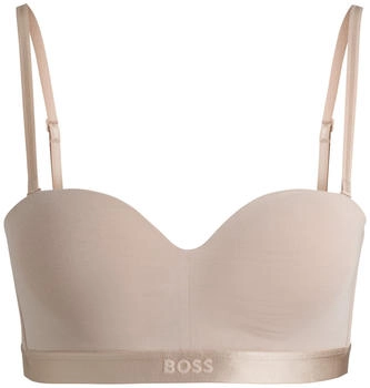 Hugo Boss BH aus Baumwoll-Mix mit Logo-Band und abnehmbaren Trägern - Style PUSH-UP WIRELESS BEA 50520415 Hellbeige