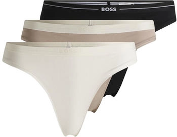 Hugo Boss Dreier-Pack Strings aus Stretch-Baumwolle mit Logo-Bund - Style 3P THONG 50510030 Weiß / Schwarz
