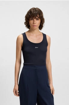 Hugo Boss Unterhemd aus Stretch-Baumwolle mit handgeschriebenem Logo - Style C_Ematite_s 50547548 Dunkelblau