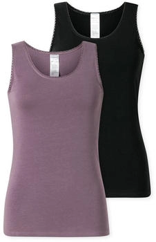 Schiesser Tr&auml;gertops 2er-Pack Spitze schwarz/lila - Modern Multipacks (182906-909)