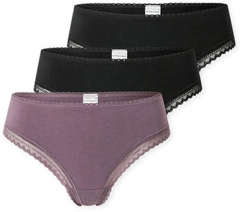 Schiesser Cheeky-Strings 3er-Pack Spitze schwarz/lila - Modern Multipacks (182907-909)