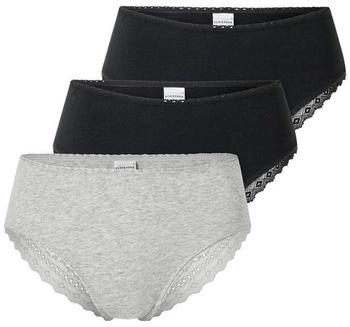 Schiesser Brazilian 3er-Pack Spitze schwarz/grau-meliert - Modern Multipacks (182905-908)