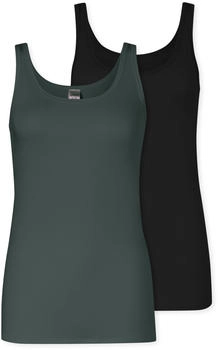 Schiesser Tr&auml;gertops 2er-Pack schwarz/dunkelgr&uuml;n Modal Essentials (183711-918)