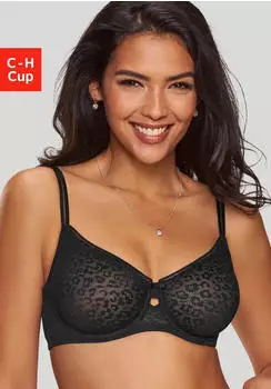 Nuance Minimizer-BH mit Bügel aus Jacquardspitze im Leo-Look schwarz