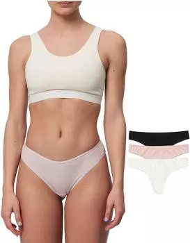 Snocks Brazilian Slip Bio-Baumwolle 3er-Pack nude/schwarz/rose