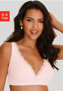 Petite Fleur Bralette BH High Apex Cut mit dekorativer Bordüre beige
