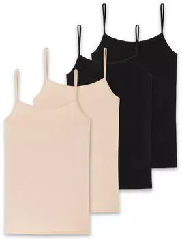 Schiesser Spaghettitop 2er-Pack Cotton Lace (180072) beige/schwarz