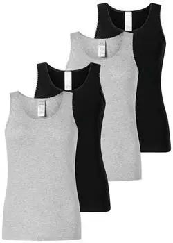 Schiesser Unterhemd Personal Fit Rippe Spaghettitop (166561) schwarz/grau