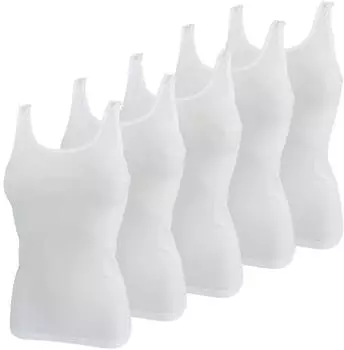 Hermko Organic Cotton Fine Rib Unterhemden 5er Pack (1310) weiß