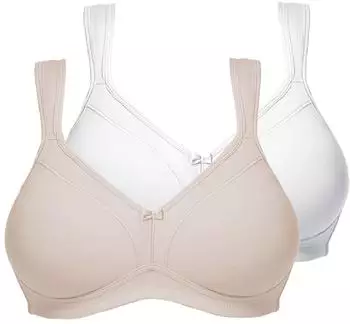 Susa 2er-Pack BH ohne B&uuml;gel (7077) wei&szlig;/cappuccino