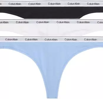 Calvin Klein Icon Logo 3er-Pack Tangas in Schwarz/Wei&szlig;/Blau-Bunt (000QD5209E31T)