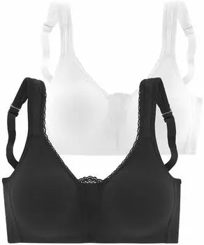 Petite Fleur Soft-BH ohne Bügel mit Spitzen-Details schwarz/weiß