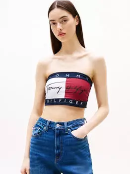 Tommy Hilfiger Trägerloses Oberteil in Rot Weiß und Blau mit Flaggen-Logo-Bunt (UW0UW05608C1G)