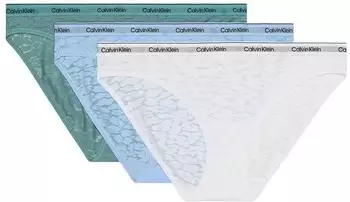 Calvin Klein Icon 3er-Pack Bikinislips in T&uuml;rkis Babyblau und Wei&szlig; mit Spitze und Markenzeichen-Bunt (000QD5069E324)