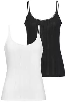 Vivance Dreams Unterhemd Pointelle-Strick mit Spitze (88530661) schwarz/weiß
