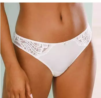 Lascana Flora Tanga mit transparenter Spitze champagner